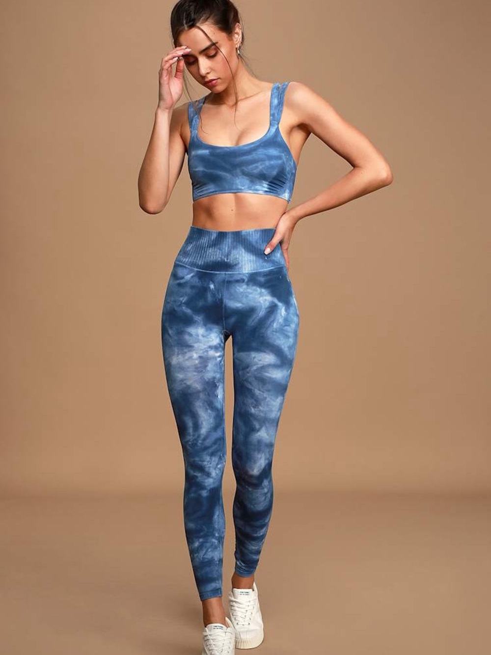 Free People Movement Good Karma Blue Tie-Dye High-Rise Leggings
